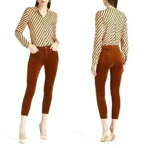 NWT L'AGENCE Margot High Rise Skinny Velvet Jeans in Rust Brown